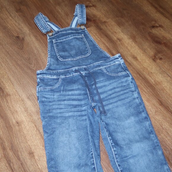 Girls Justice Stretch Denim Blue Jean Overalls Adjustable Straps Skinny Leg 12 - Picture 2 of 5